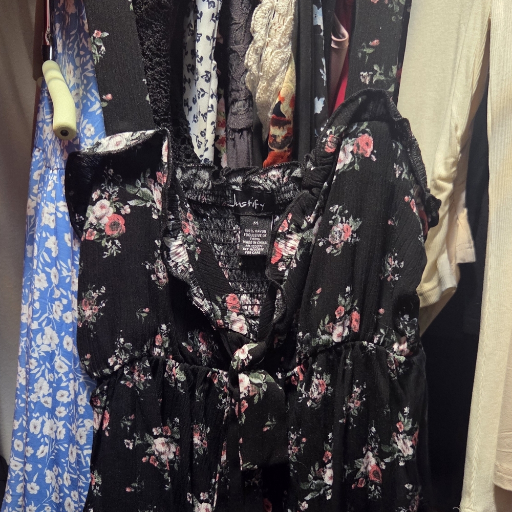 Justify Black and Pink Floral Dress